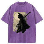 Cat Samurai Ukiyo-e T-Shirt for Streetwear