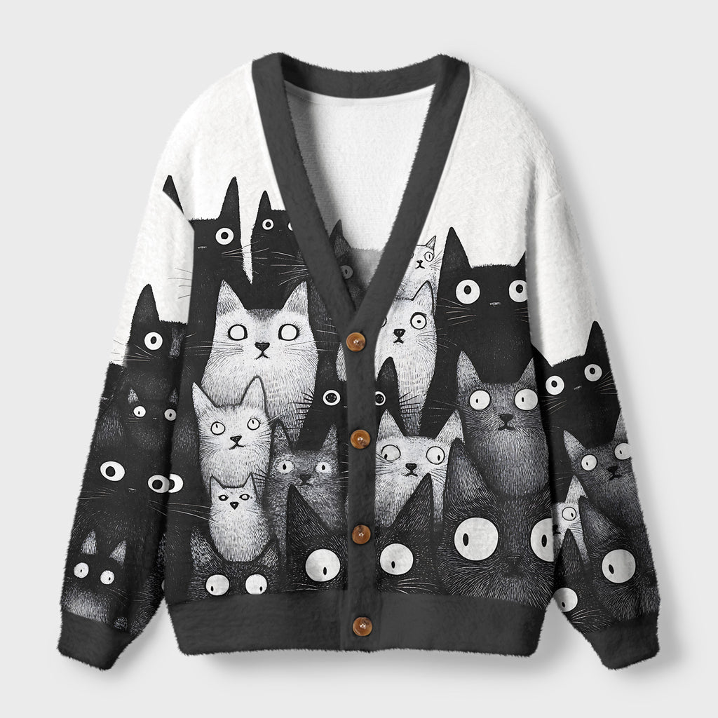 Kyoto-Lion The Judgmental Stare Of Cats Ugly Cardigan Sweater