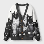 Kyoto-Lion The Judgmental Stare Of Cats Ugly Cardigan Sweater