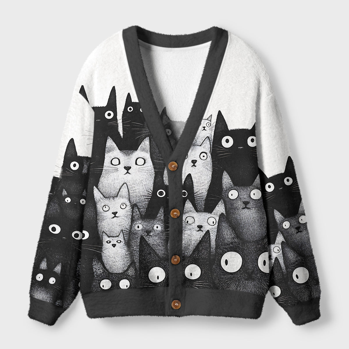 Kyoto-Lion The Judgmental Stare Of Cats Ugly Cardigan Sweater