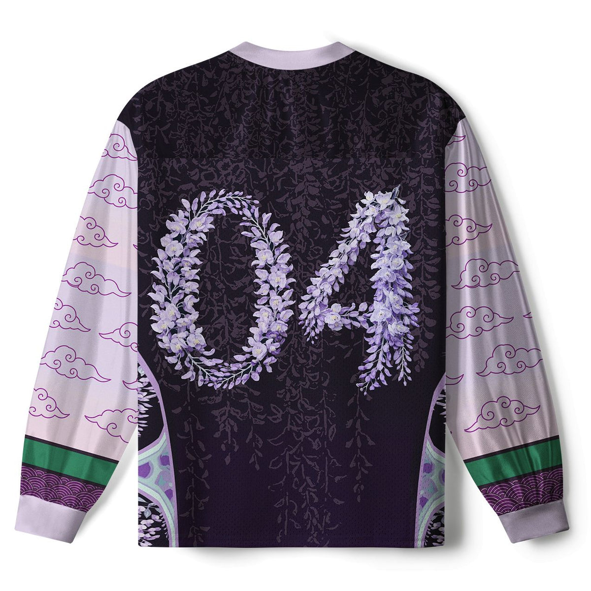 Kyoto-Lion Wisteria Jpanese Flowers Paneled Long Sleeve Jersey