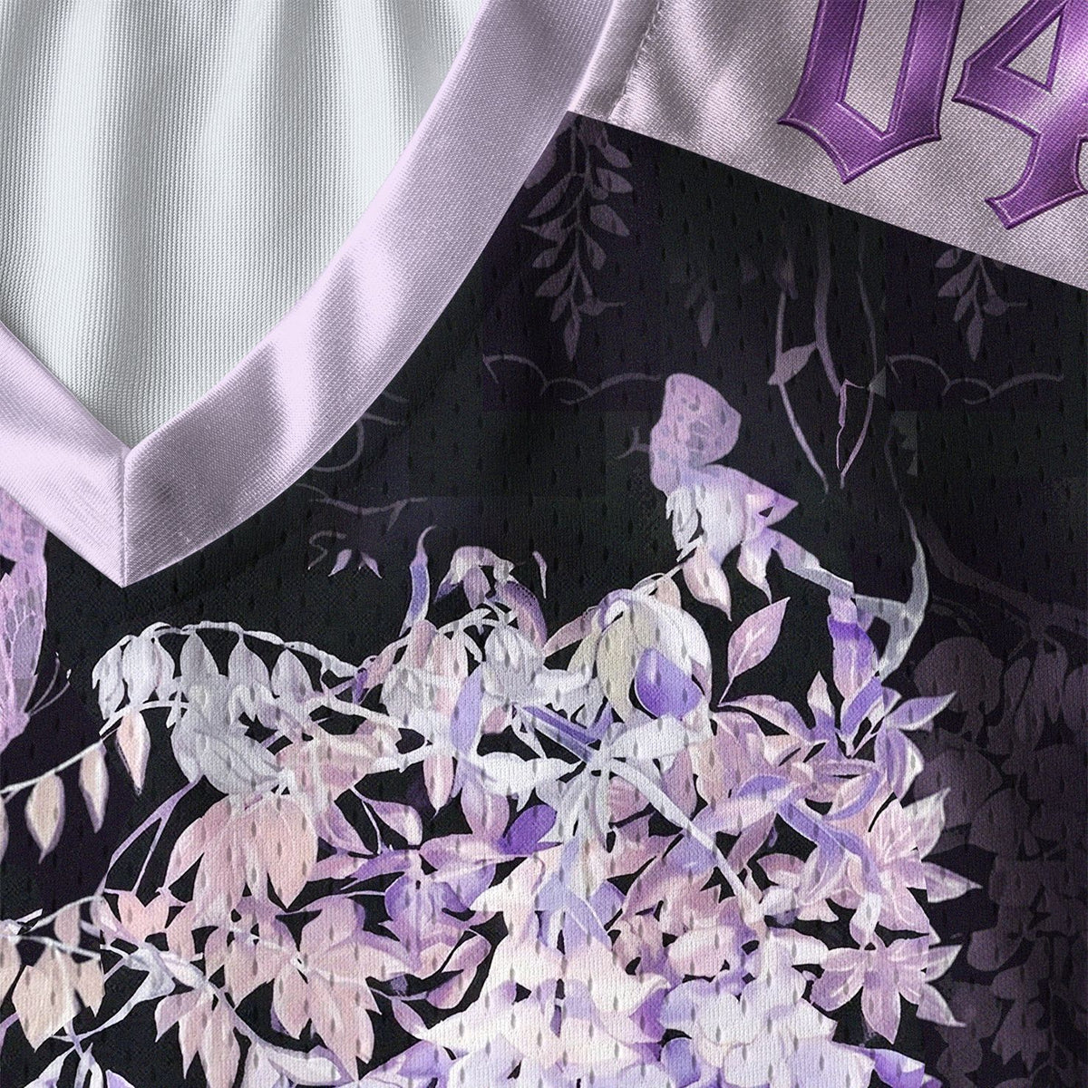 Kyoto-Lion Wisteria Jpanese Flowers Paneled Long Sleeve Jersey