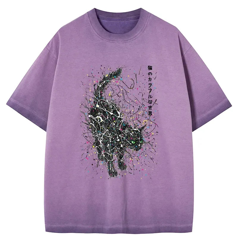 vintage gradient washed cat t-shirt