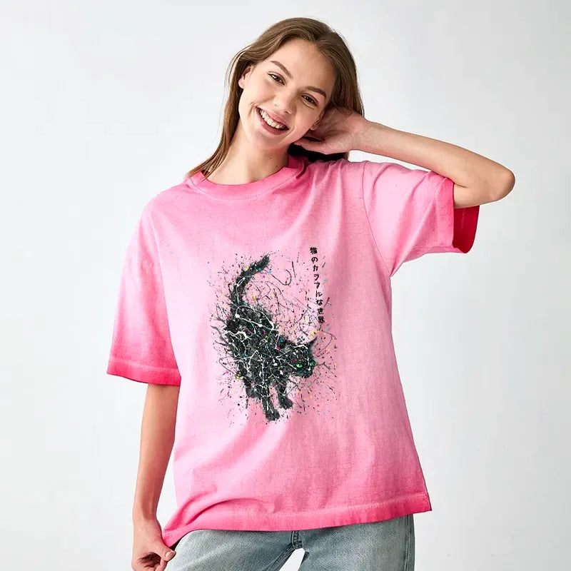 vintage gradient washed cat t-shirt