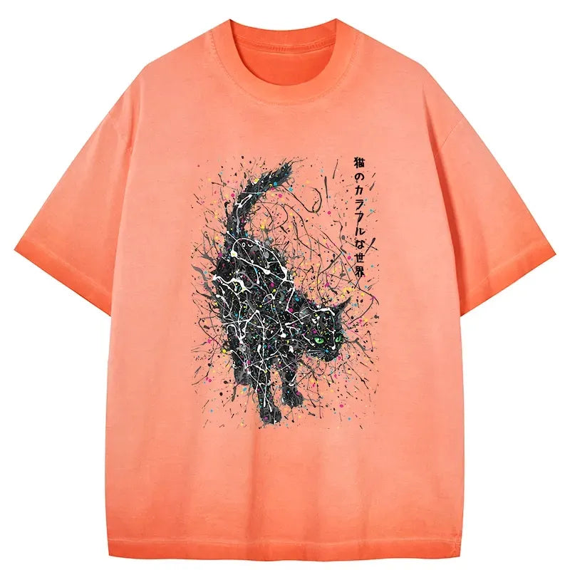 Kyoto-Lion In The Spectrum Of Cats Gradient Washed T-Shirt