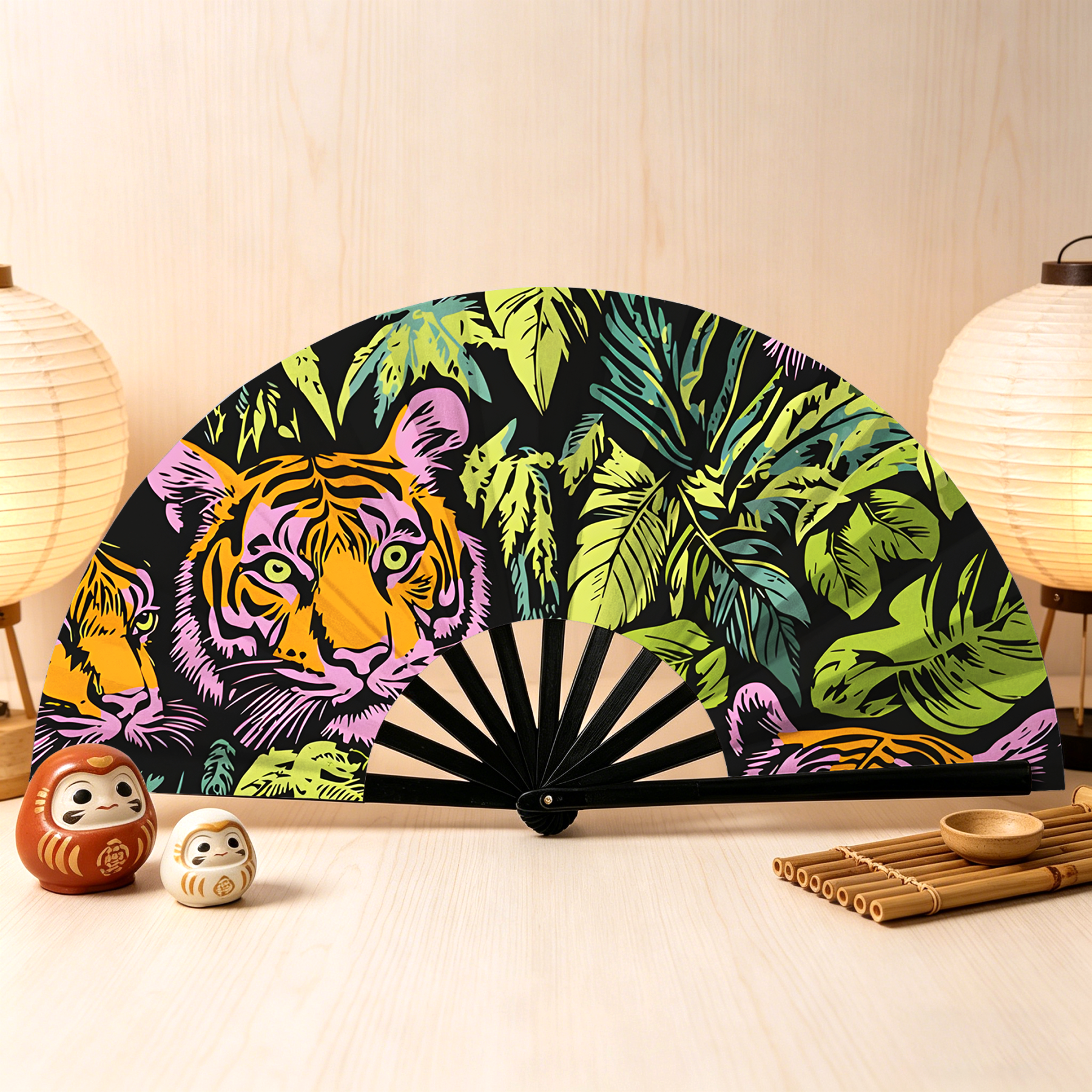 Lion Tiger Jungle Hand Fan for Decoration