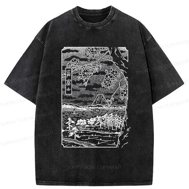 Vintage Sakura Washed T-Shirt for Vacation Gift