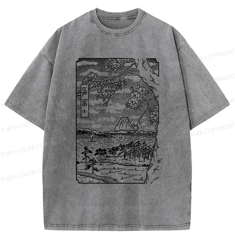 Vintage Sakura Washed T-Shirt for Vacation Gift