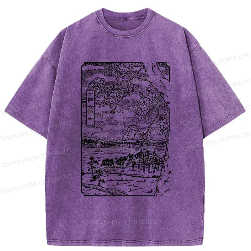 Kyoto-Lion Retro Sakura Tree Washed T-Shirt
