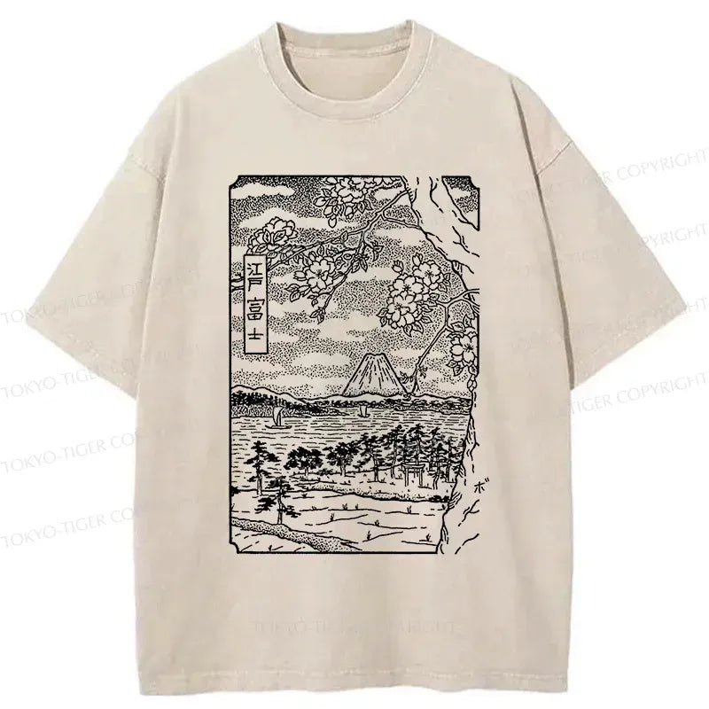 Vintage Sakura Washed T-Shirt for Vacation Gift