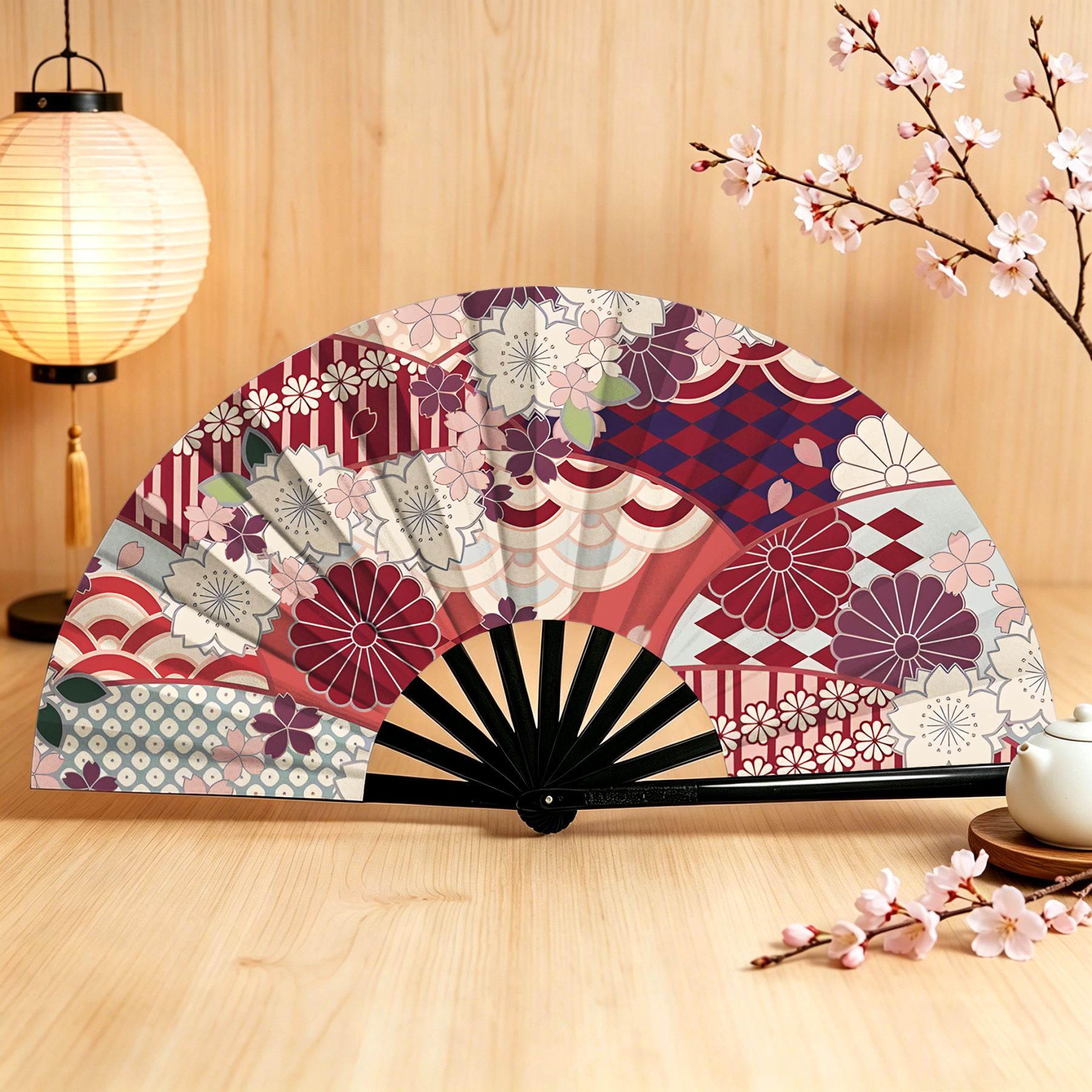 Kyoto-Lion A Floral Fusion Hand Fan