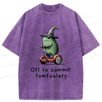 Frog Riding Balance Scooter Washed T-Shirt