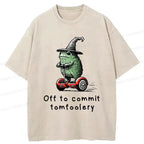 Kyoto-Lion Frog Riding A Balance Scooter Japan Washed T-Shirt