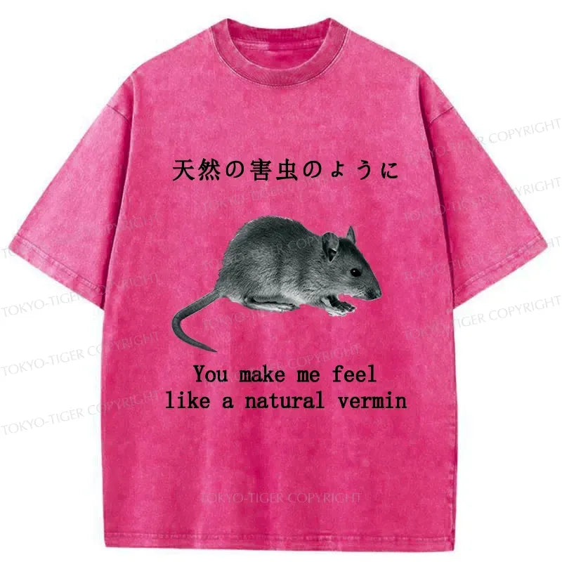 Kyoto-Lion Funny Natural Vermin Washed T-Shirt