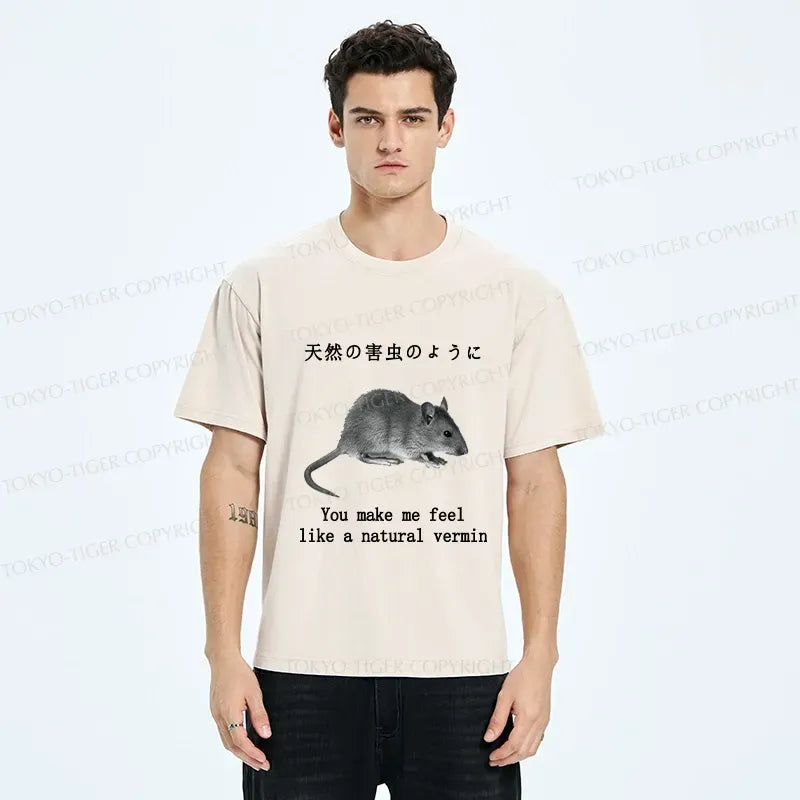 Funny Japanese vintage washed t-shirt