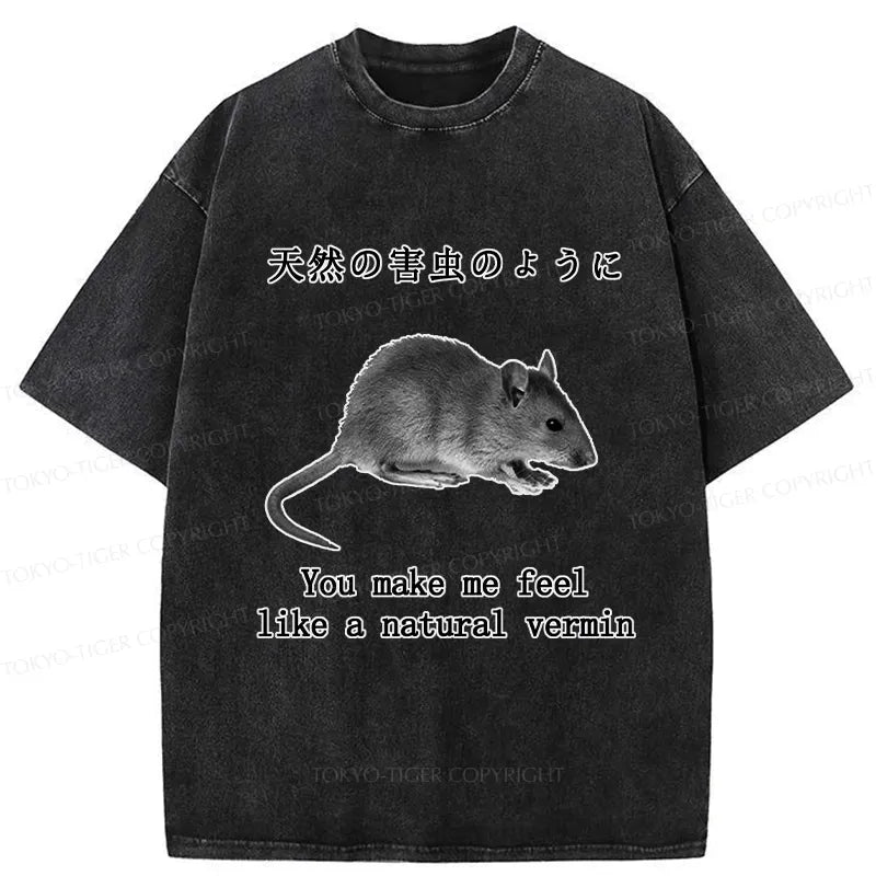 Funny Japanese vintage washed t-shirt