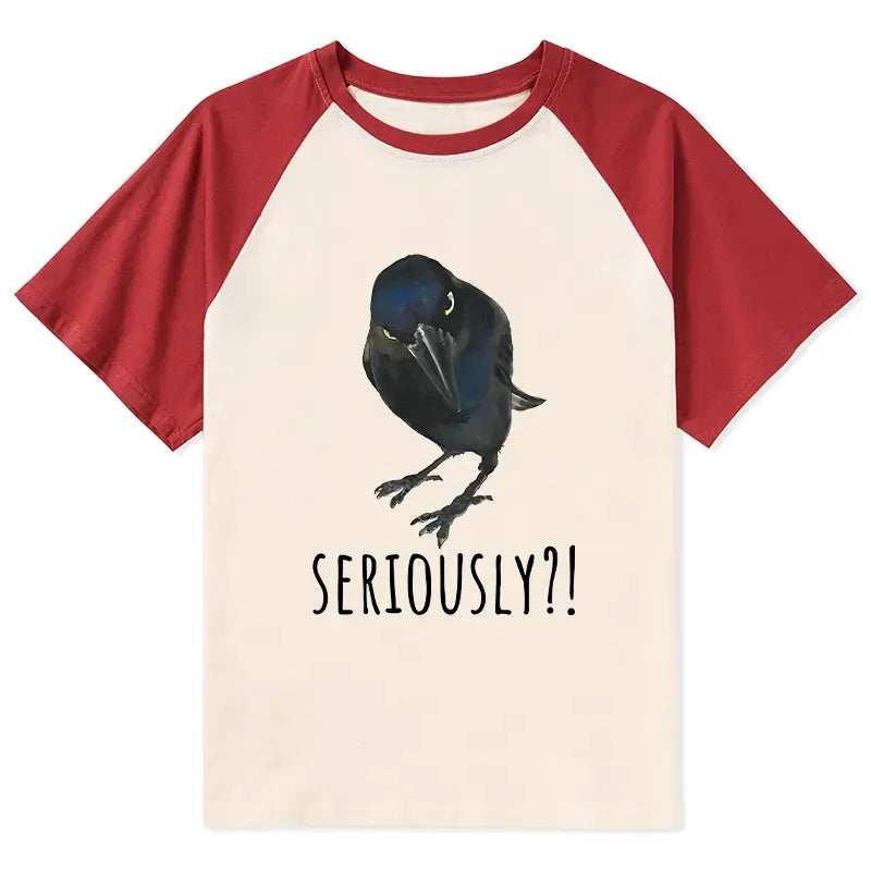 Kyoto-Lion Raven's Question Raglan T-shirt