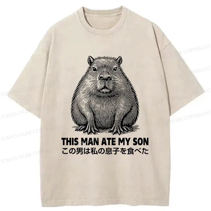 Kyoto-Lion Sluggish Capybara Washed T-Shirt
