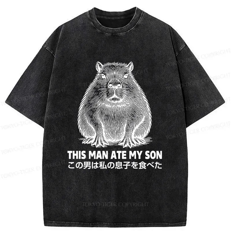 Sluggish Capybara Washed T-Shirt for Daily Wear
