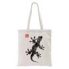 Kyoto-Lion Minimal Asian Ink Brush Gecko Vibe Tote Bag