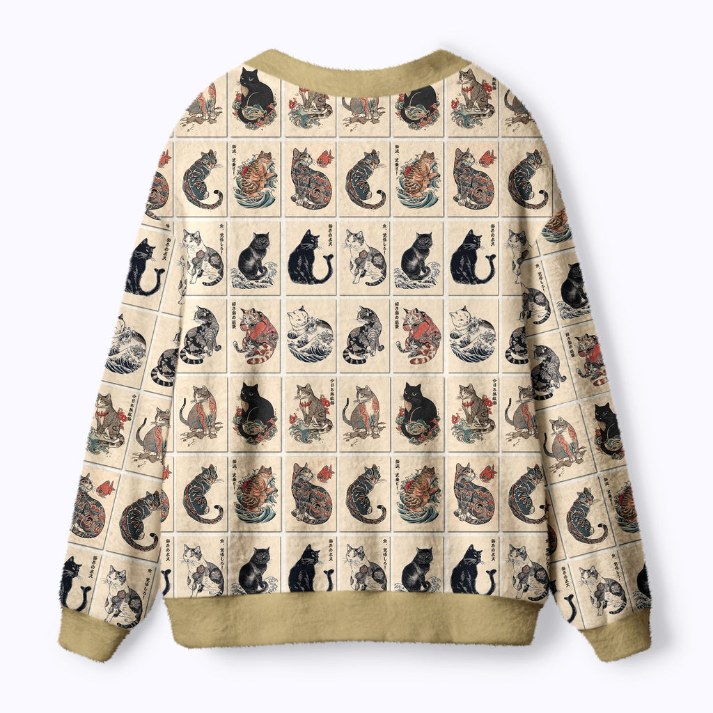 Kyoto-Lion The Bold And The Inked Cats Ugly Cardigan Sweater