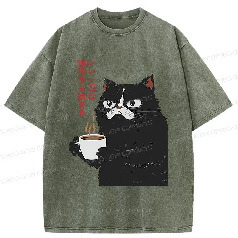 Japanese vintage Kyoto lion coffee t-shirt
