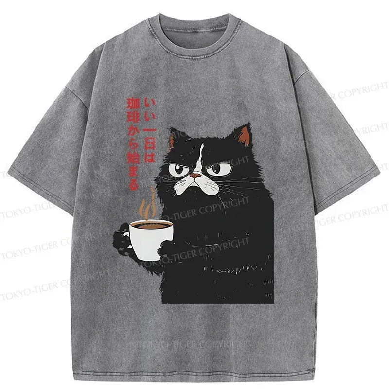 Japanese vintage Kyoto lion coffee t-shirt