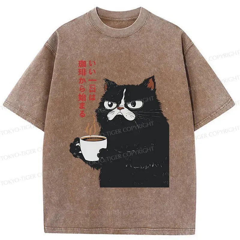 Japanese vintage Kyoto lion coffee t-shirt