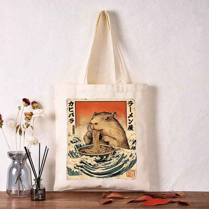 Kyoto-Lion Hamster Eating Ramen Tote Bag