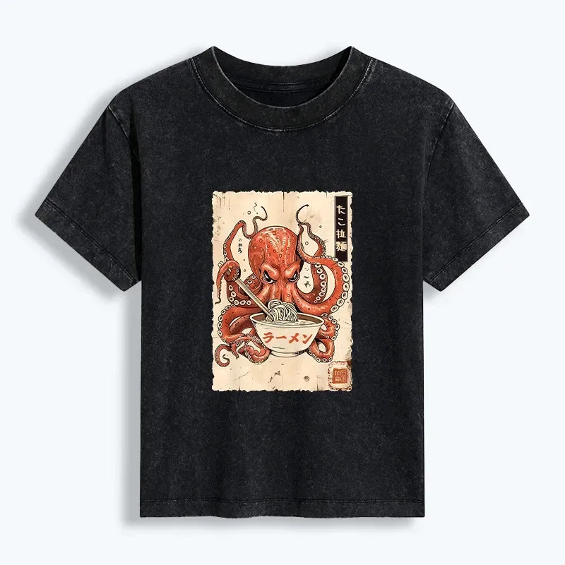 Vintage Japanese octopus ramen tee for casual wear