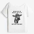 funny cow off shoulder t-shirt for women