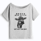 Kyoto-Lion Funny Cow Off Shoulder T-Shirt
