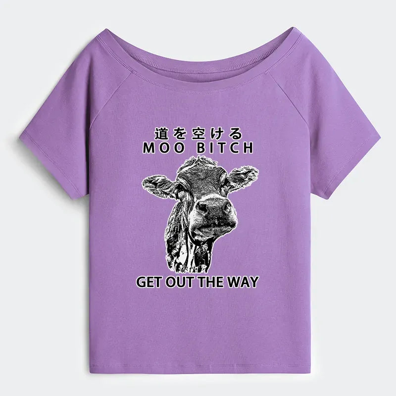 vintage funny cow off shoulder tee