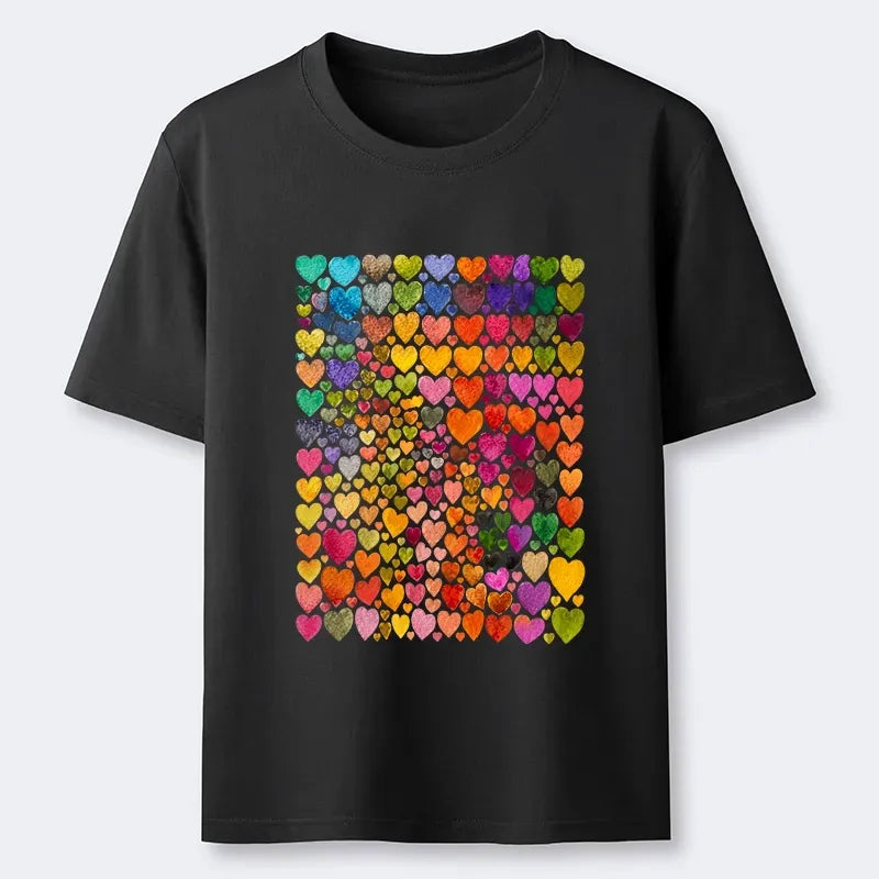 Kyoto-Lion Rainbow Hearts Fill Full Art Grid Classic T-Shirt
