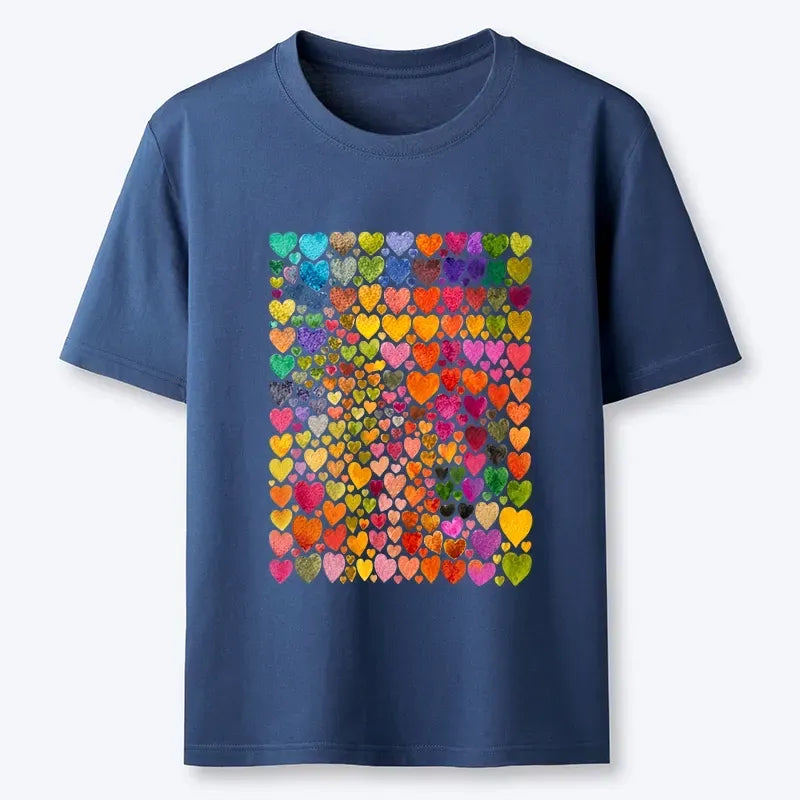 Kyoto-Lion Rainbow Hearts Fill Full Art Grid Classic T-Shirt
