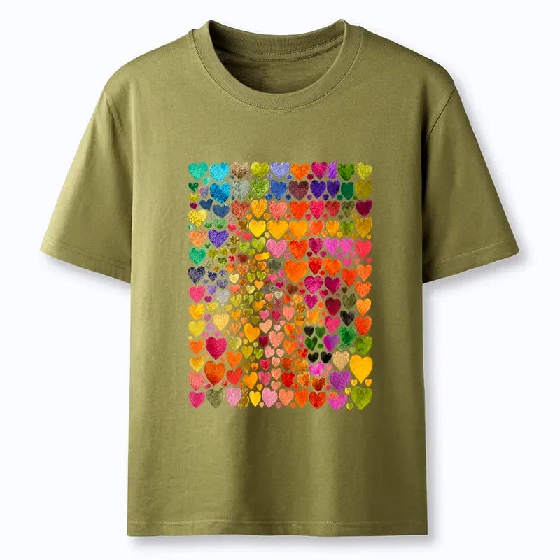 Kyoto-Lion Rainbow Hearts Fill Full Art Grid Classic T-Shirt