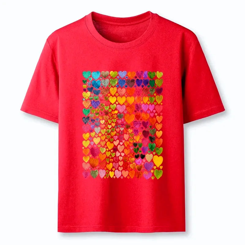 Kyoto-Lion Rainbow Hearts Fill Full Art Grid Classic T-Shirt