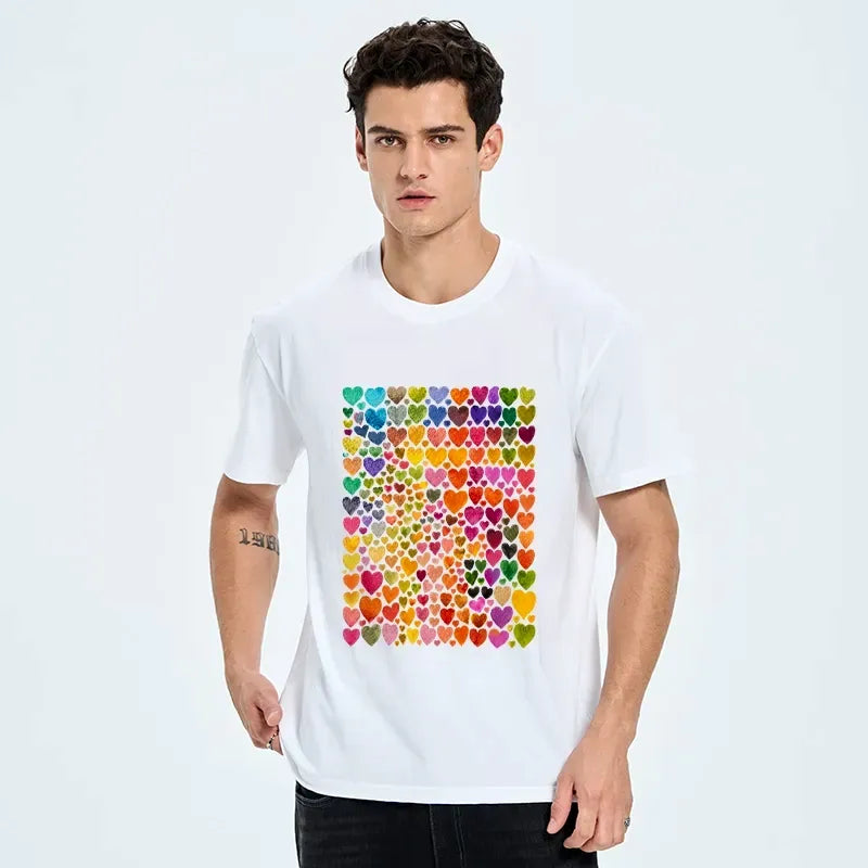 Kyoto-Lion Rainbow Hearts Fill Full Art Grid Classic T-Shirt