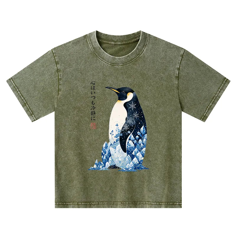 Kyoto-Lion Keep Calm Penguin Kids Washed T-Shirt