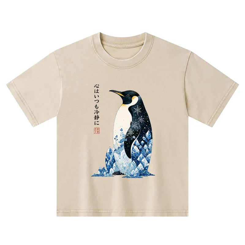 Kyoto-Lion Keep Calm Penguin Kids Washed T-Shirt