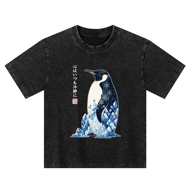 Kyoto-Lion Keep Calm Penguin Kids Washed T-Shirt