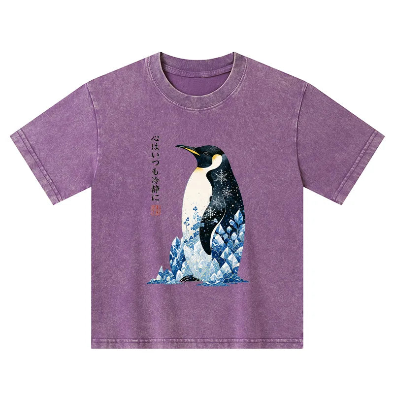 Kyoto-Lion Keep Calm Penguin Kids Washed T-Shirt