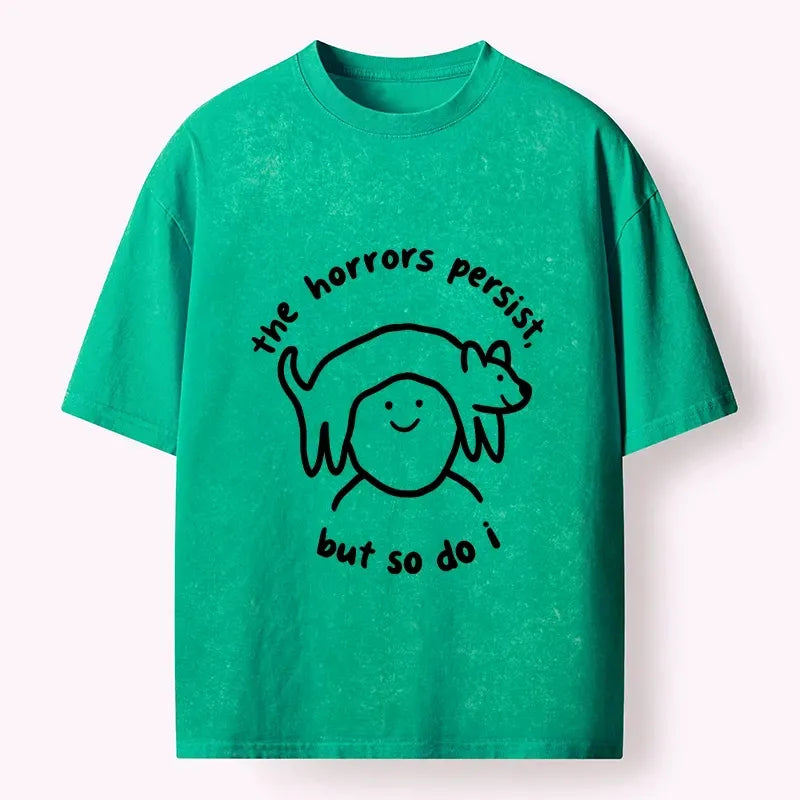 Funny Cat Japanese Washed T-Shirt for Daily Wear