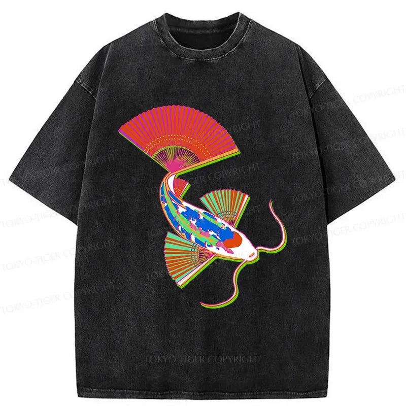 Kyoto-Lion Japanese Traditional Fish Washed T-Shirt