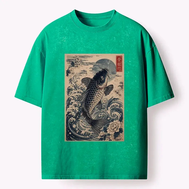 Washed Japanese Wave Flower Unisex T-Shirt