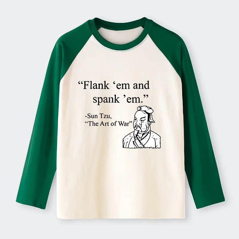 Kyoto-Lion The Art Of War Funny Raglan Long Sleeve T-shirt