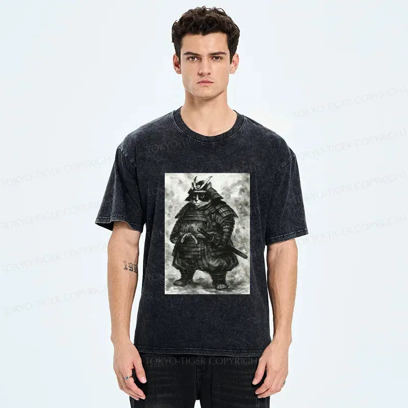 Strong Cat Ukiyo-e Shirt for Casual