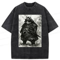 Kyoto-Lion Strong Cat Samurai Washed T-Shirt
