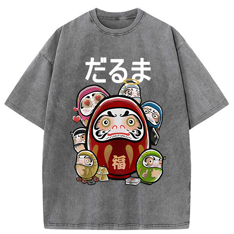 colorful daruma doll t-shirt for streetwear