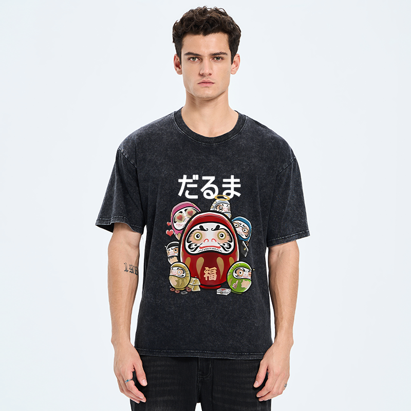 colorful daruma doll t-shirt for streetwear